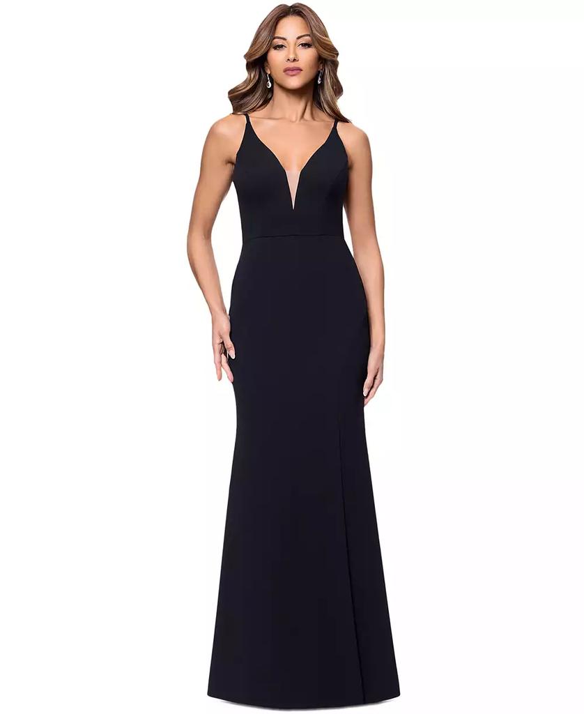 Xscape Women’s Black Plunging V-Neck Mermaid Evening Dress| Xscape in Lebanon