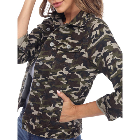 White Mark Women's Camo Denim Jacket| White Mark In Lebanon