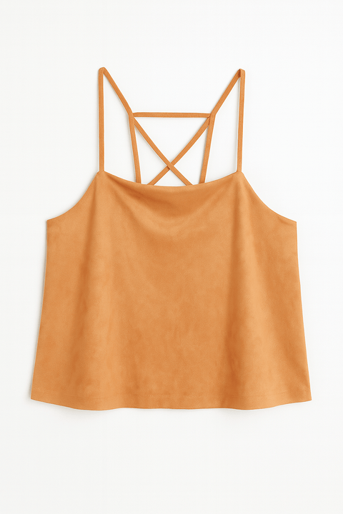 Mango Women's Light Orange Sleeveless Cross-Back Blouse |Mango In Lebanon