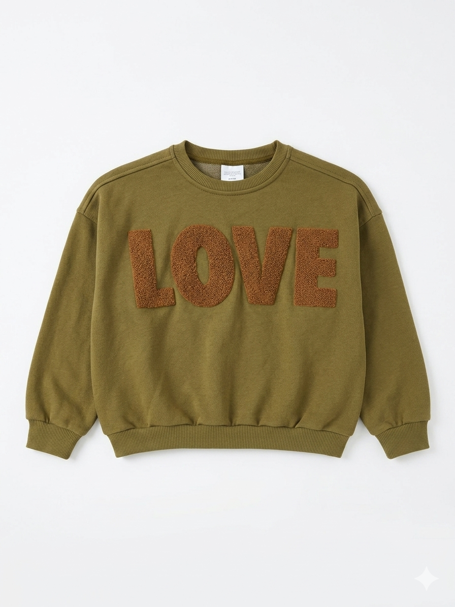 Zara Girl's Olive Green Printed Sweatshirt | Zara In Lebanon