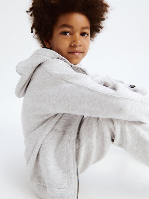 Reserved Boy's Light Grey Cotton Hooded Jacket | Reserved In Lebanon