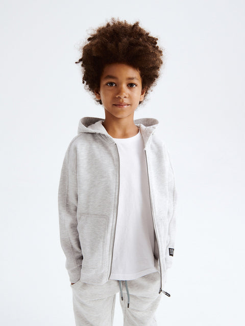 Reserved Boy's Light Grey Cotton Hooded Jacket | Reserved In Lebanon
