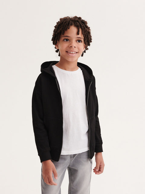 Reserved Boy's Black Cotton Hooded Jacket | Reserved In Lebanon