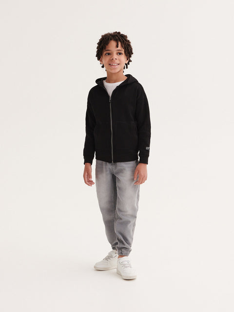Reserved Boy's Black Cotton Hooded Jacket | Reserved In Lebanon