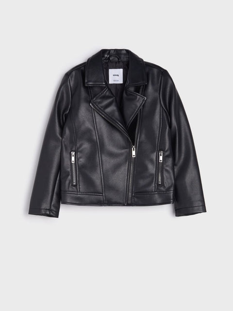 Sinsay Girl's Black Leather Biker Jacket | Sinsay In Lebanon