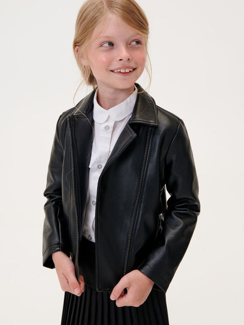 Sinsay Girl's Black Leather Biker Jacket | Sinsay In Lebanon