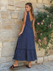 Sinsay Women's Navy Blue Polka Dot Ruffle Maxi Dress | Sinsay In Lebanon