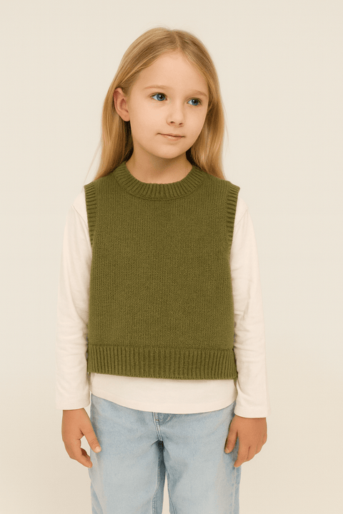 POMPdeLUX Girl's Khaki Knitted Blouse | POMPdeLUX in Lebanon