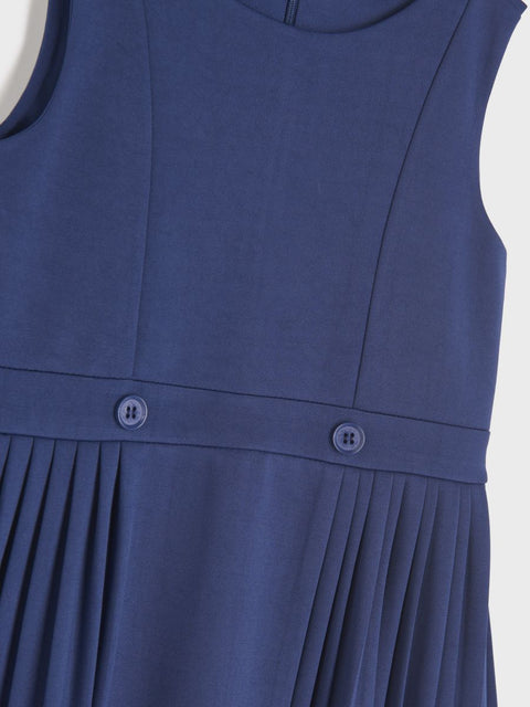 Blue dress with buttons on a white background