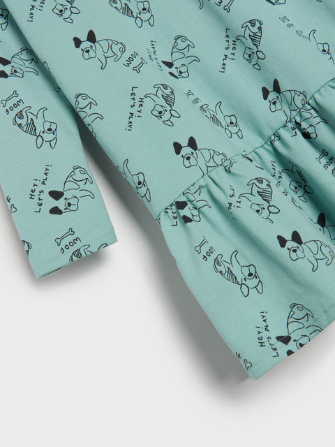 Sinsay Girl's Teal Green Babydoll Dress With a Print | Sinsay In Lebanon