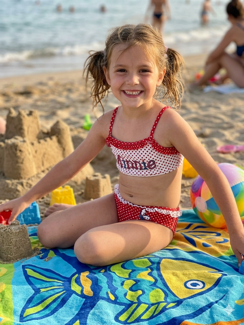 Max & Ile Girl's Red & White Polka Dots 2 Pieces Swimsuits | Max & Ile In Lebanon
