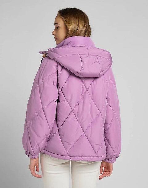 Lee Women's Purple Short Puffer Violet Relaxed Fit Jacket | Lee In Lebanon