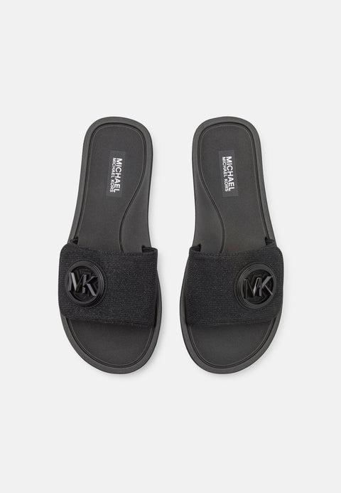 Michael Kors Women's Black MK Charm Slide Flat Sandals | Michael Kors In Lebanon