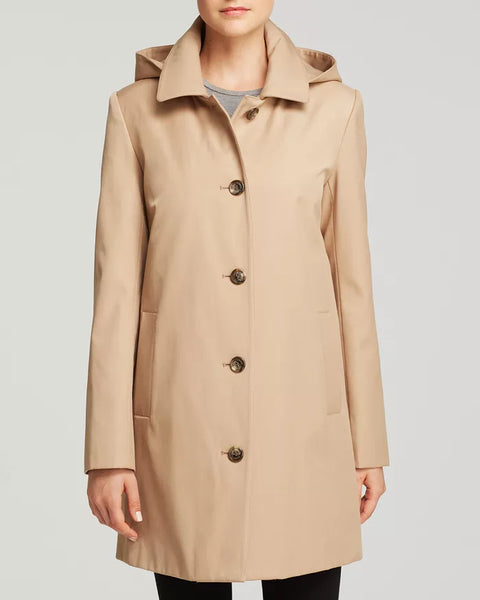 Lauren Ralph Lauren Women's Beige Radcliffe A-line Hooded Rain Coat | Lauren Ralph Lauren In Lebanon