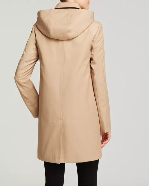 Lauren Ralph Lauren Women's Beige Radcliffe A-line Hooded Rain Coat | Lauren Ralph Lauren In Lebanon