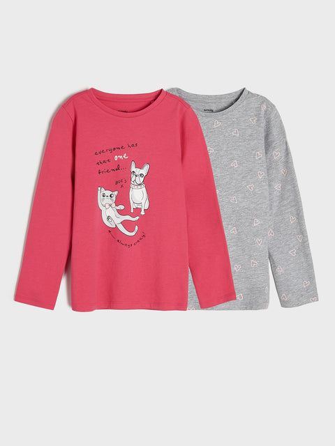 Sinsay Girl's Fuchsia & Grey Long Sleeve Blouses 2 Pack | Sinsay In Lebanon