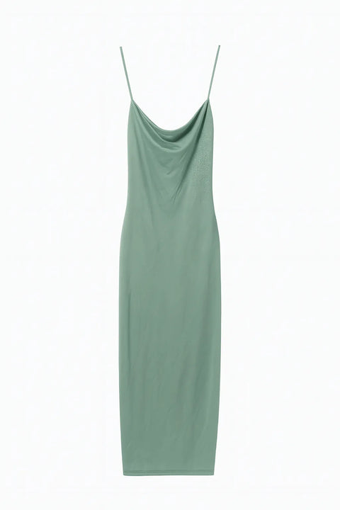 Zara Women's Green Sleeveless Satin Dress | Zara in Lebanon