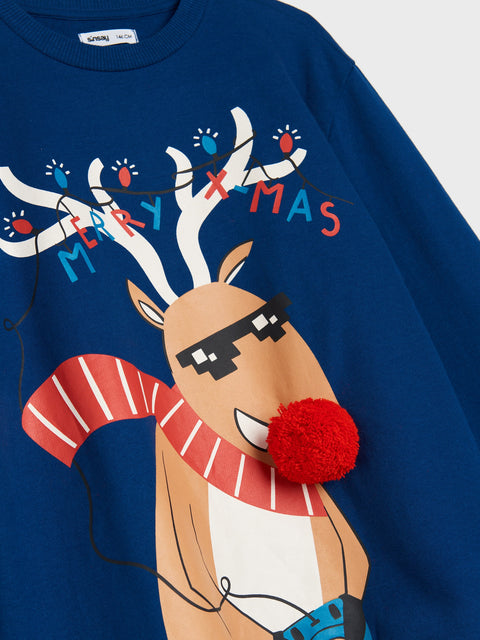 Sinsay Boy's Navy Christmas Print Sweatshirt|Sinsay In Lebanon
