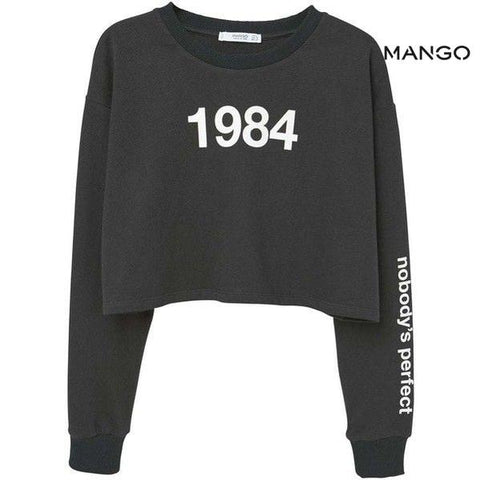 Mango Women's Black Long Sleeve Crop Top | Mango in Lebanon