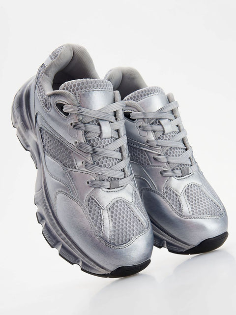 Reserved Women's Silver Metallic Platform Sneakers |Reserved In Lebanon