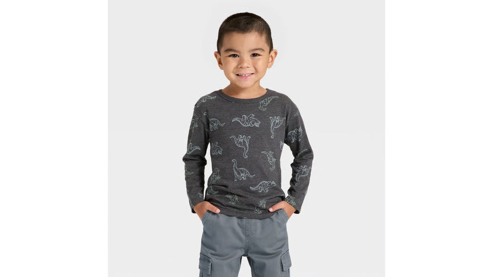 Cat & Jack Boy's Dark Grey Long Sleeve Relaxed Blouse | Cat & Jack In Lebanon