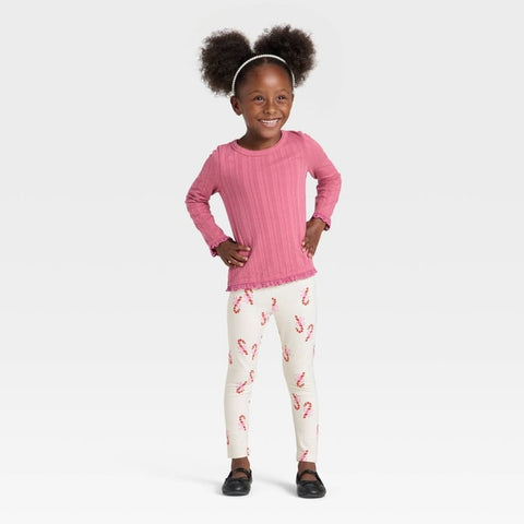 Cat & Jack Girl's White Candy Canes Printed Leggings | Cat & Jack In Lebanon
