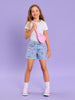Sinsay Girl's Light Blue Denim Printed Shorts | Sinsay In Lebanon