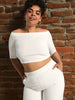 Sinsay Women's White Ribbed Off-Shoulder Top | Sinsay in Lebanon