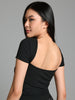 Sinsay Women Black Ribbed Short Sleeve T-Shirt | Sinsay in Lebanon