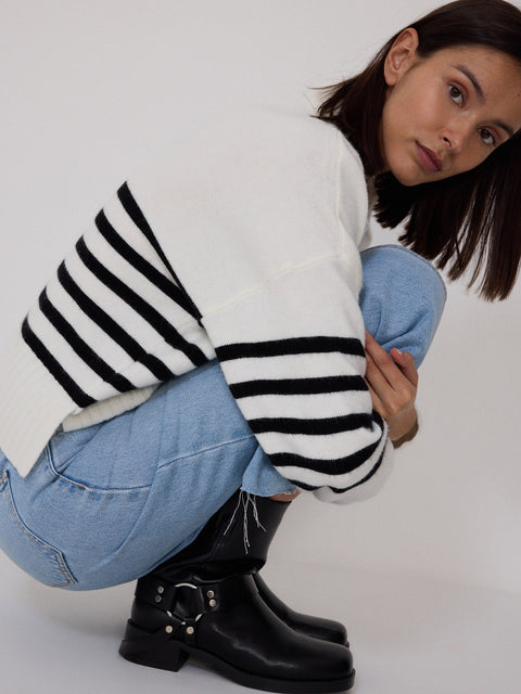 Reserved Women's Black Biker Boots With Metal Details | Reserved In Lebanon
