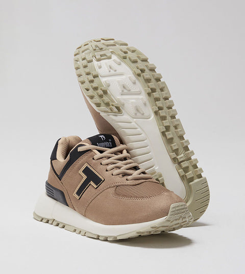 Tonny Black Women's Beige Non-Slip EVA Sole Lace-Up Sneakers | Tonny Black In Lebanon