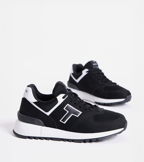 Tonny Black Women's Black Non-Slip EVA Sole Lace-Up Sneakers | Tonny Black In Lebanon