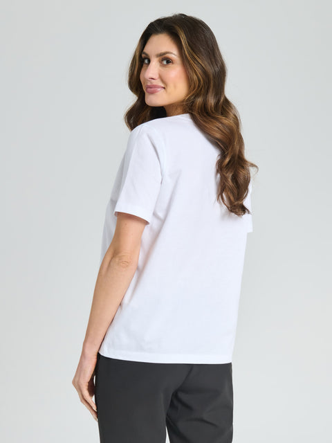 Sinsay Women's White Printed Short-Sleeve T-shirt|Sinsay In Lebanon