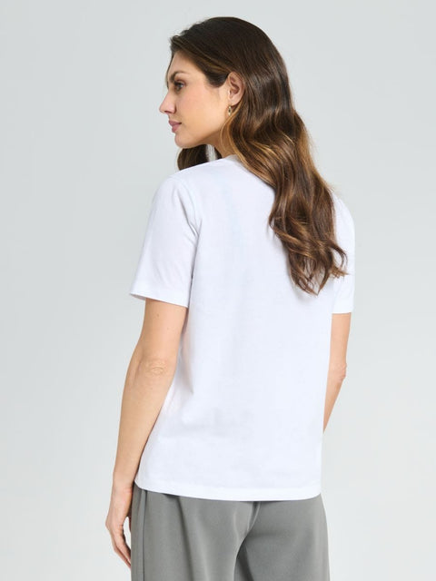 Sinsay Women's White With Front Decorative Print T-Shirt | Sinsay In Lebanon