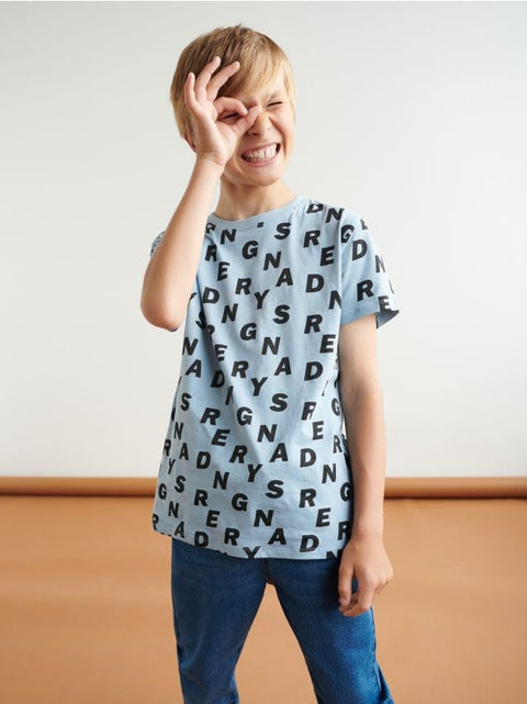 Sinsay Boy's Blue T-shirt With Letter Prints | Sinsay In Lebanon