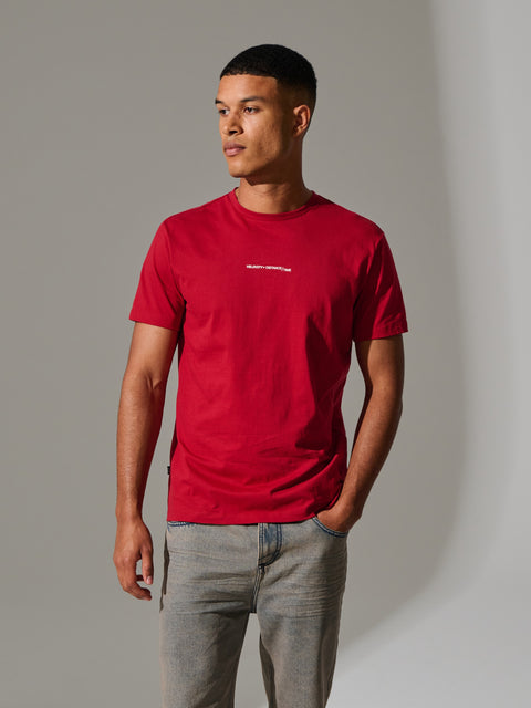 Sinsay Men's Red With a Small Inscription In The Middle  T-Shirt   |Sinsay  in Lebanon