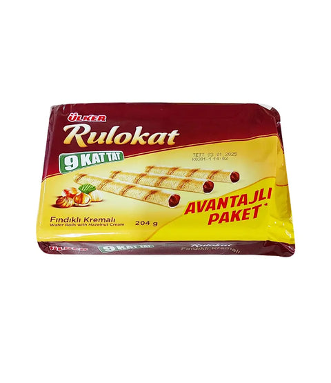 Ulker Rulokat Wafer Rolls With Hazelnut Cream Avantajli Packet 204g