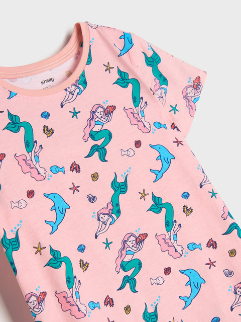 Sinsay Girl's Pastel Pink Printed Nightdress | Sinsay In Lebanon