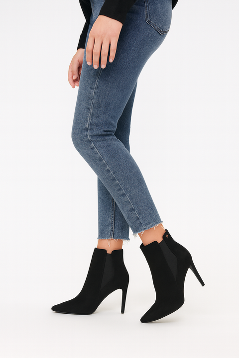 Tata Italia  Women's Black Suede Heeled Ankle Boots | Tata Italia In Lebanon