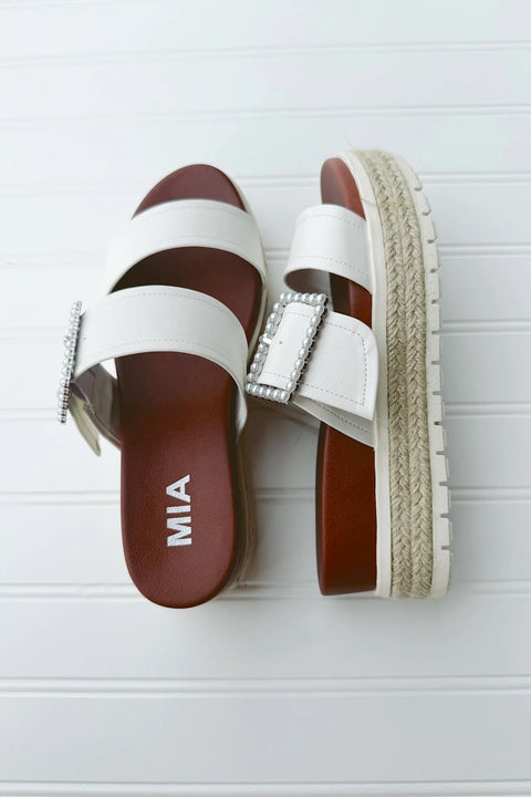 Mia Women's White Kika Platform Espadrille Slide Sandals | Mia In Lebanon