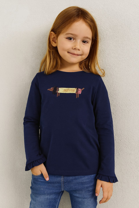 Sinsay Girl's Navy Sequins Long Sleeve Blouse |Sinsay In Lebanon