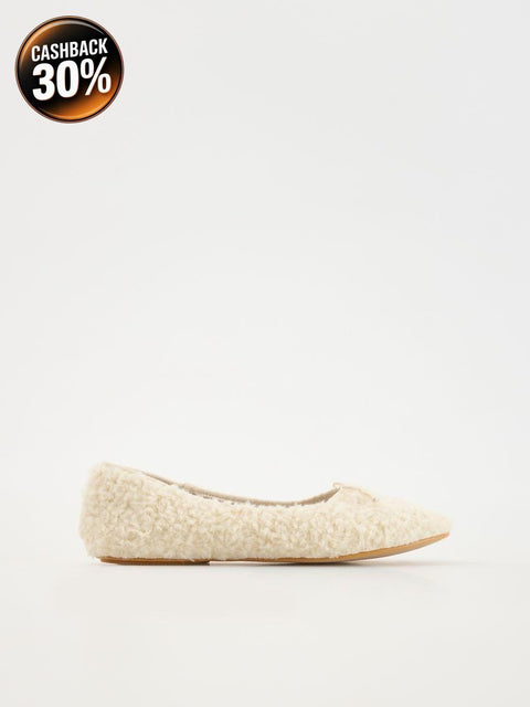 Reserved Women's Off White Teddy Fleece Ballet Flat |Reserved In Lebanon