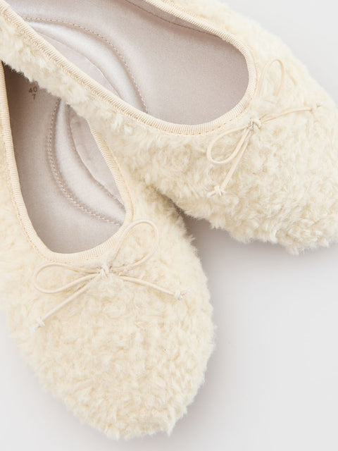 Reserved Women's Off White Teddy Fleece Ballet Flat |Reserved In Lebanon