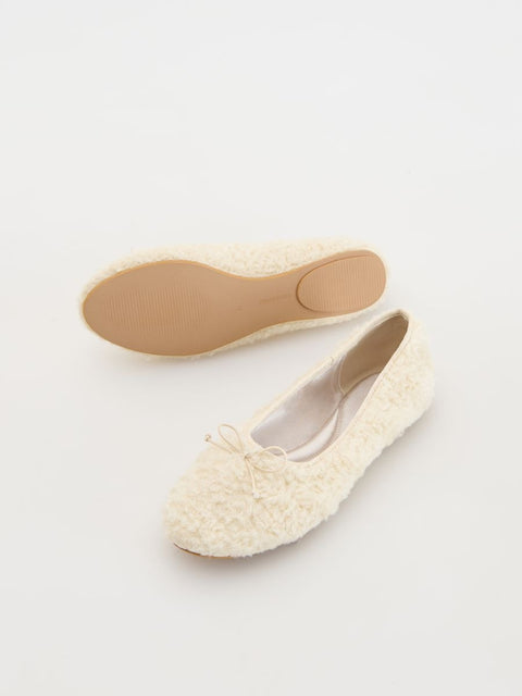 Reserved Women's Off White Teddy Fleece Ballet Flat |Reserved In Lebanon