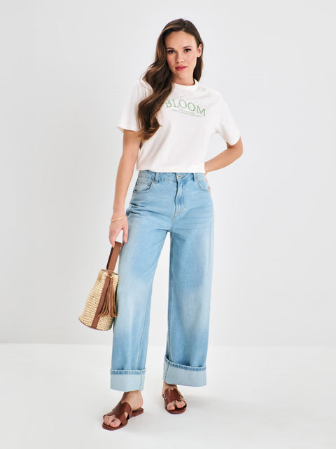 Sinsay Women's White Embroidered Inscription T-shirt |Sinsay In Lebanon