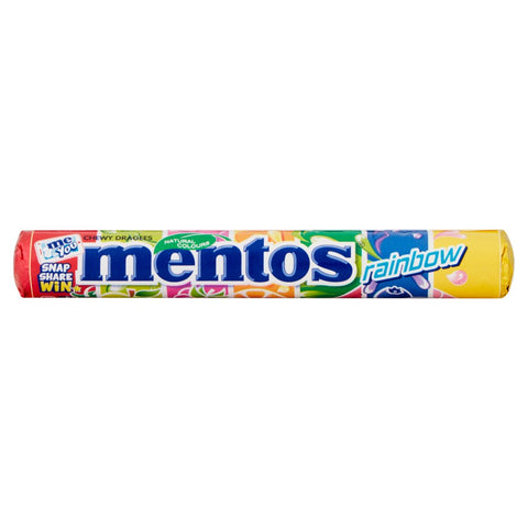 Mentos rainbow candy roll on a white background