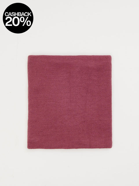 Pink knitted square on a white background