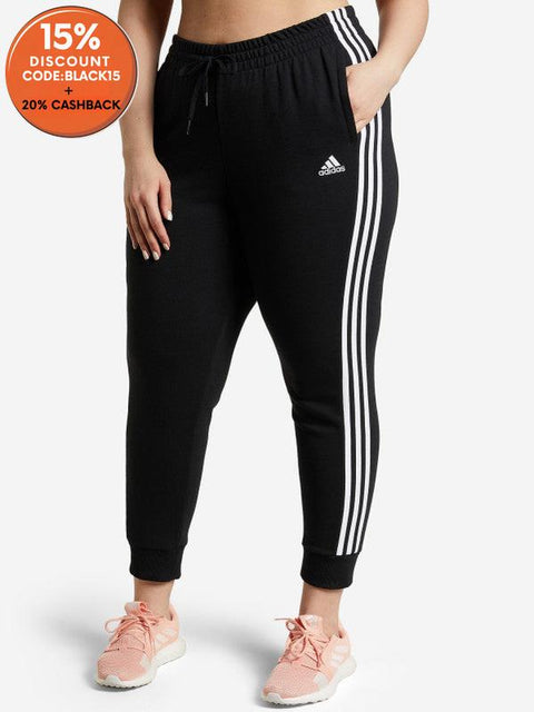 Adidas Women's Black & White Essentials Plus Size 3-Stripes Sweatpants | Adidas In Lebanon
