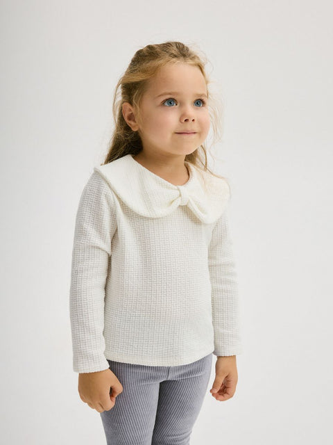 Reserved Girl's White Long Sleeve Ruffle Blouse |Reserved In Lebanon