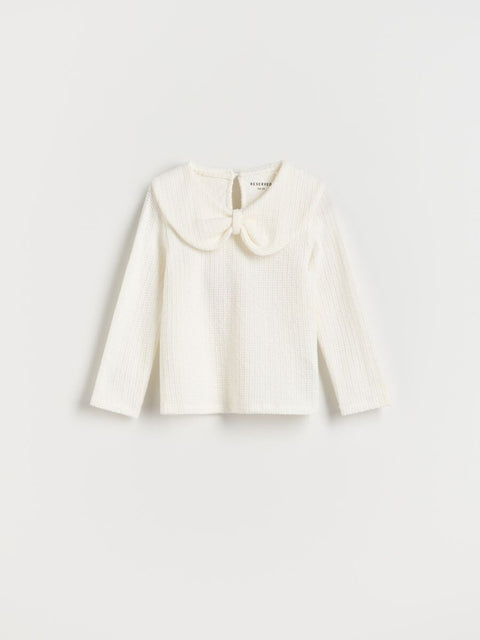 Reserved Girl's White Long Sleeve Ruffle Blouse |Reserved In Lebanon